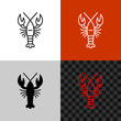 Lobster icon. Simple line lobster or crayfish.