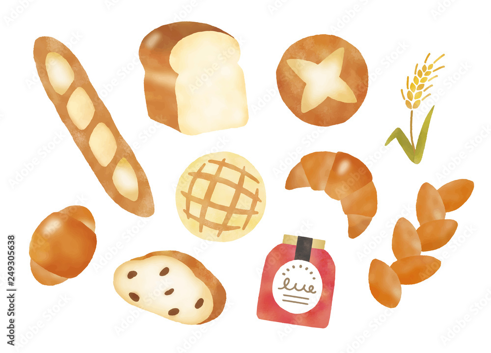 パン色々水彩風