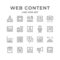 Set line icons of web content