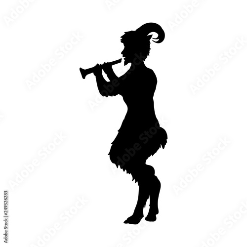 Fotografía Satyr Faun game pipe silhouette ancient mythology fantasy