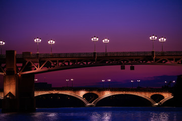 Wall Mural - Garonne river with illuminated bridges at night