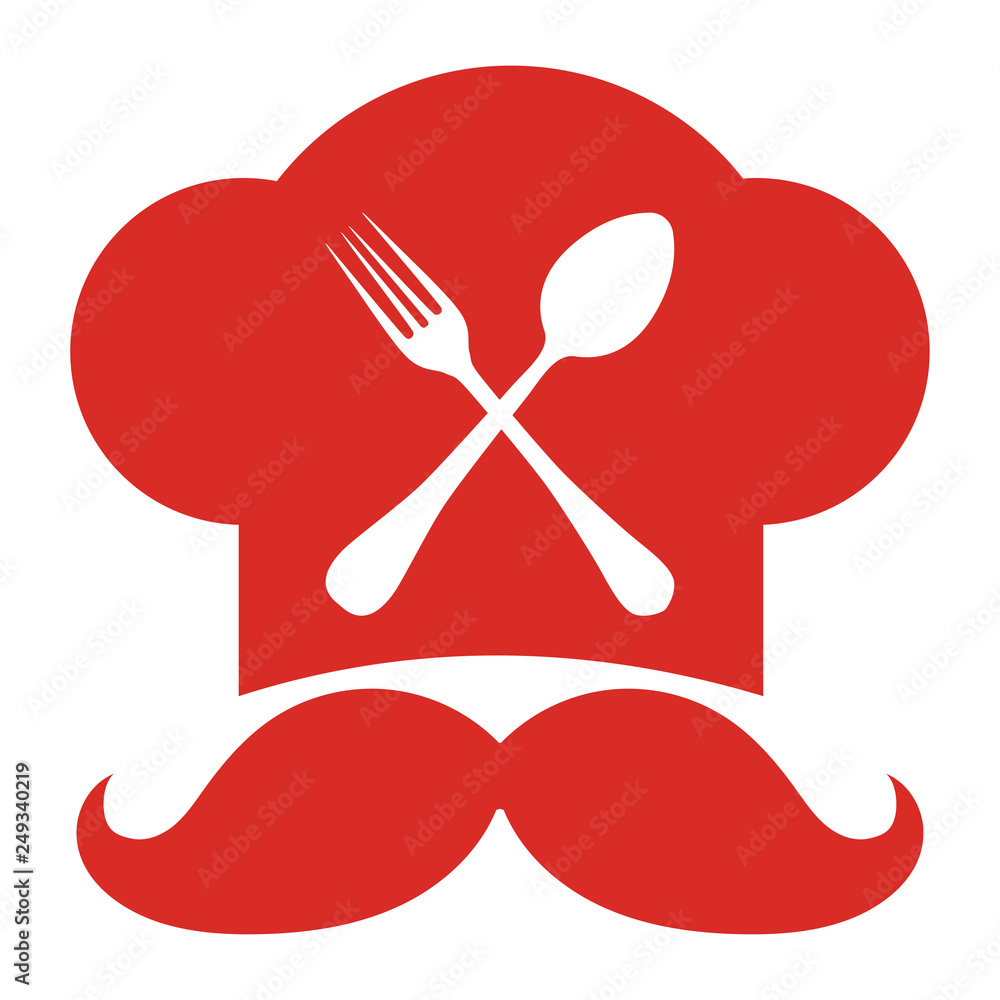 chef restaurant logo red colour in the white background Stock Vector ...