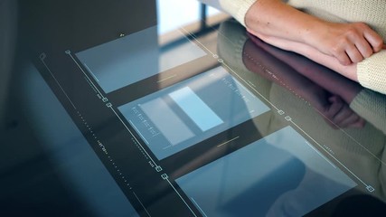 Poster - programming and technology concept - woman working with computer digital screen