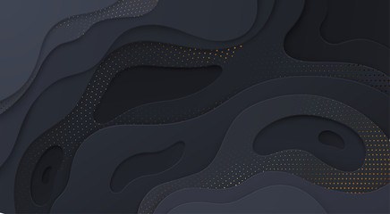 Wall Mural - Grey abstract background with multi-layered papercut shapes.