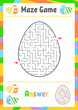 Black oval labyrinth. Kids worksheets. Activity page. Game puzzle for children. Egg, holiday, Easter. Maze conundrum. Vector illustration. With answer.