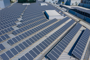 Canvas Print - Roof top with solar power panel