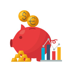 Sticker - piggy bank stock market