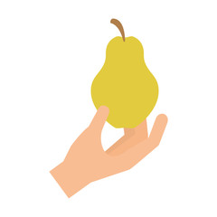 Poster - hand holding fresh pear