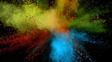 Super slowmotion shot of color powder explosion isolated on black background. Shot with high speed cinema camera at 1000fps