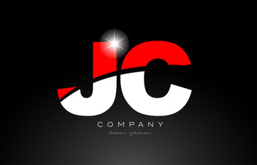 red white color letter combination jc j c alphabet for logo icon design