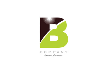 letter b alphabet in green and brown color for logo icon design