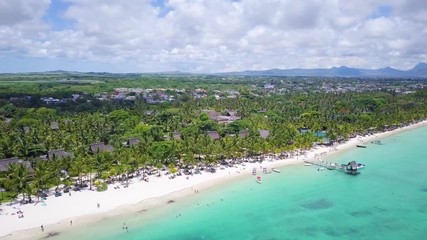 Wall Mural - Aerial view of beautiful, exotic beach in Mauritus. Trou aux Biches, Mauritius island. The best beach of the world.