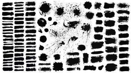 Poster - Brush strokes set vector painted isolated objects