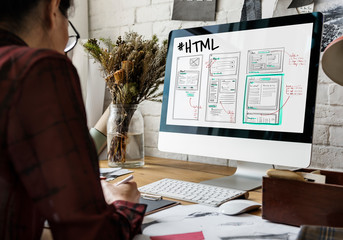 Wall Mural - website development layout sketch drawing