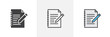 © alekseyvanin - Document edit icon. Line, glyph and filled outline colorful version, document file with pen outline and filled vector sign. Symbol, logo illustration. Different style icons set. Pixel perfect vector