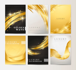 metallic wave abstract background set