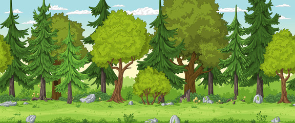 Obraz na płótnie krzew komiks drzewa kreskówka