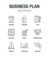 Wall Mural - BUSINESS PLAN LINE ICON SET