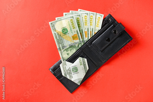 Wallet With Money And Origami Heart Made Of Dollar Banknote