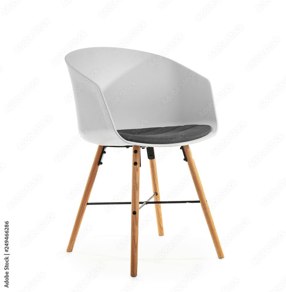 Modern chair on white background