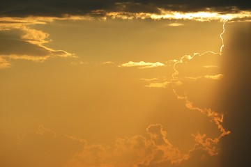 Golden sky view at sunset, natural background