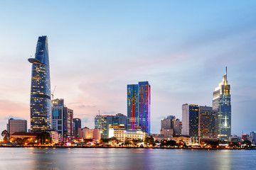 Wall Mural - Ho Chi Minh City skyline at sunset. Amazing cityscape