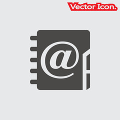 Email address book icon isolated sign symbol and flat style for app, web and digital design. Vector illustration.