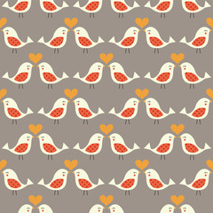Sticker - seamless birds kiss background - Vector