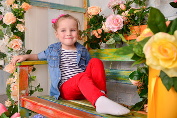 Wall Mural - Beautiful girl with flowers