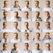 © Prostock-studio - Mosaic of various emotions at gray studio background