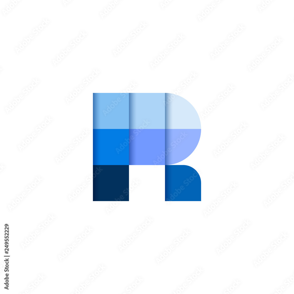 Initial Letter R Square Pixel Logo Design Inspiration in Blue Gradient ...