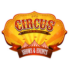 Wall Mural - Carnival Circus Banner With Big Top/ Illustration of retro and vintage circus poster background, with empty space and grunge texture for arts festival events and entertainment background