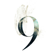 Abstract Number Font - Textured Digit 9 Composition With Brush Stroke. Unique Collection For Wedding Invites Decoration And Many Other Concept Ideas.