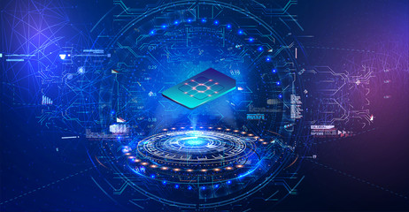 Aufkleber - 	 eSIM card chip sign. Embedded SIM concept. New mobile communication technology. Futuristic projection esim card. vector illustration