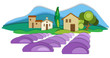Fields of lavender, Provence. Vector illustration. Vector isolate element.