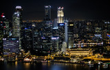 Fototapeta Koty - View at Singapore City Skyline, night landscape, Marina Bay 