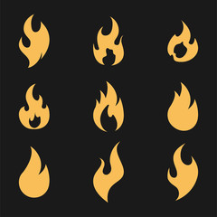 Sticker - Fire flame logo icon set on black