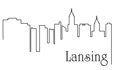 Wall Mural - Lansing city one line drawing abstract background with cityscape