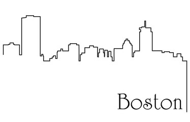Wall Mural - Boston city one line drawing abstract background with cityscape