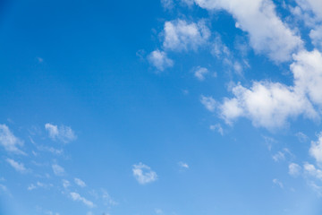 clean bright blue sky with fluffy clouds