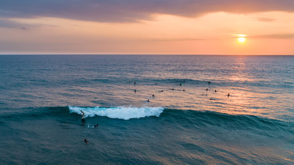 Wall Mural - Aerial. Surfers. Hikkaduwa, Sri Lanka.