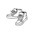 © sabelskaya - Sketch vintage sneakers silhouette icon vector