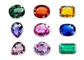 Bright gems isolated on a black background