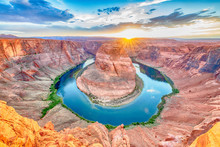 Scenic And Sunset Dream Horseshoe Bend With Colorado River Near Page, Arizona USA