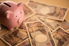 豚の貯金箱とお金のイメージ