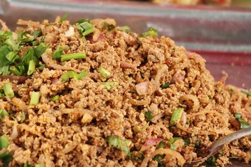 Canvas Print - Spicy pork salad delicious at street food