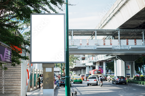 Download Outdoor Advertising Mockup Blank Of Vertical Street Poster Billboard On City Background Stock Photo Adobe Stock