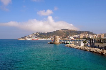 ancient watchtower next to ceuta town in africa