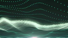 Abstract Green Dots And Lines Wave Scannig Technology Animation. Business Backdrop 4k Footage.