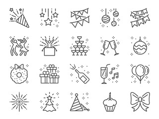 party line icon set. included icons as celebrate, celebration, dancing, music, congrats and more.